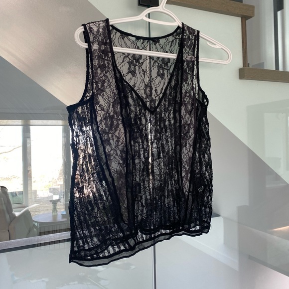 All Saints Lara Lace Top in black - Picture 3 of 6